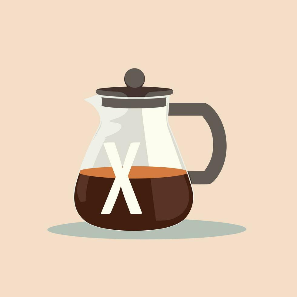 AI generated Roadside cafe filled colorful initial logo idea. Kettle with coffee. Fast food restaurant. Letters inside coffee machine shape. Graphic design vector