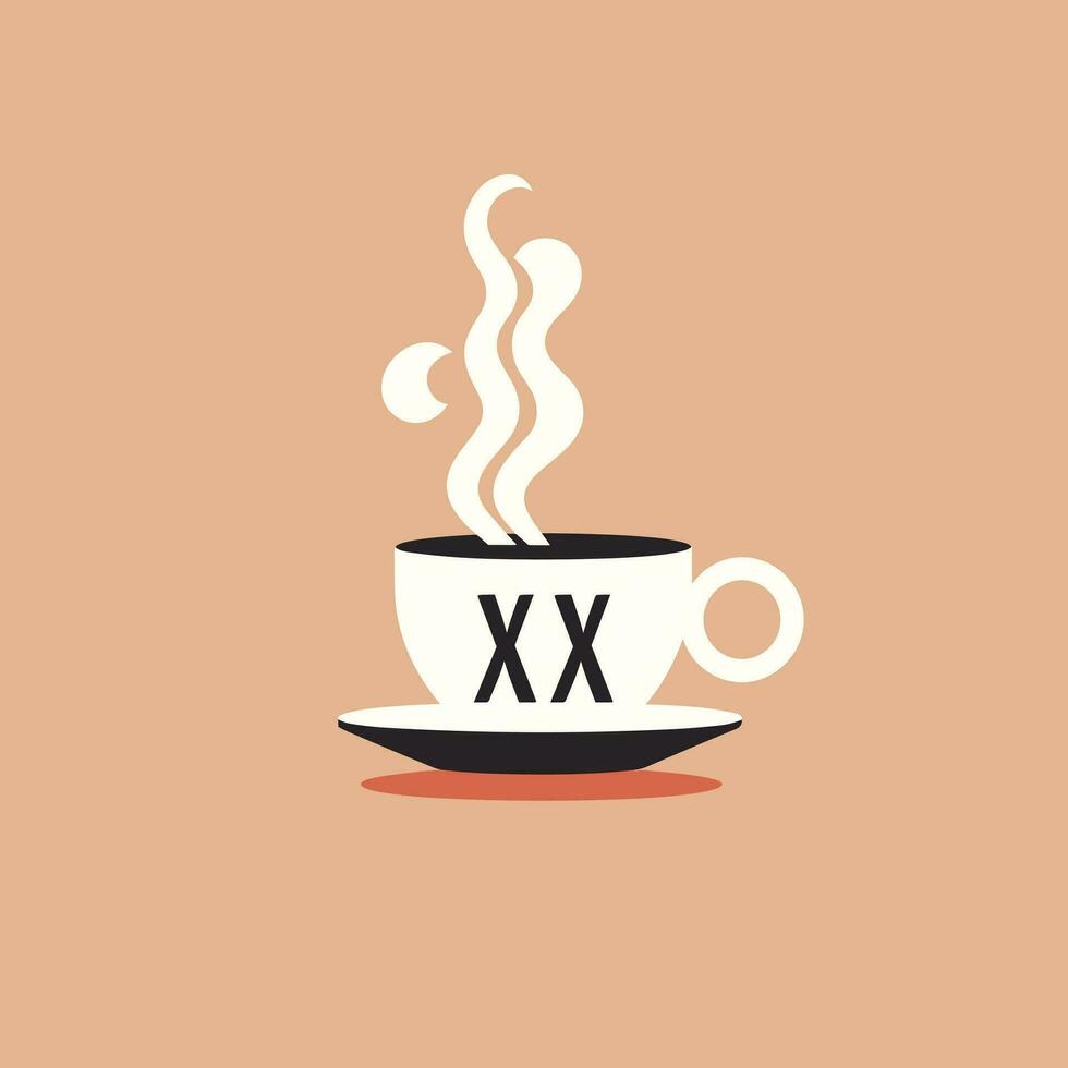 AI generated Coffee wares filled colorful initial logo idea. Raising steam. Coffee preparation. Letters inside coffee mug shape. Graphic design vector