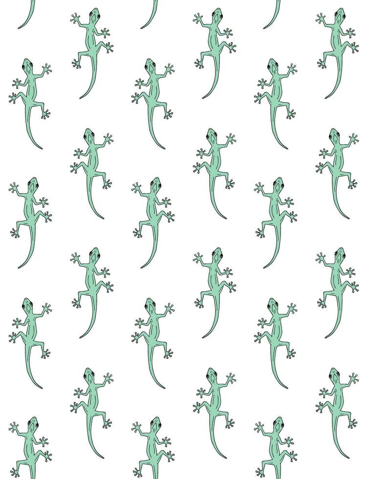 Vector seamless pattern of hand drawn gecko lizard