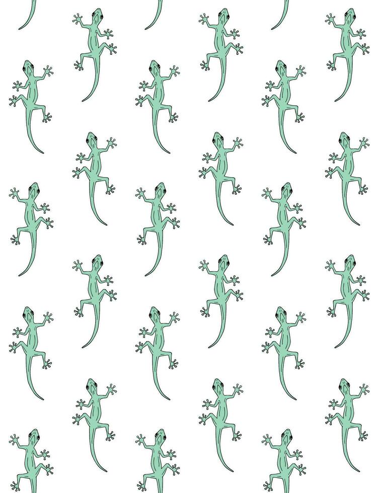 Vector seamless pattern of hand drawn gecko lizard