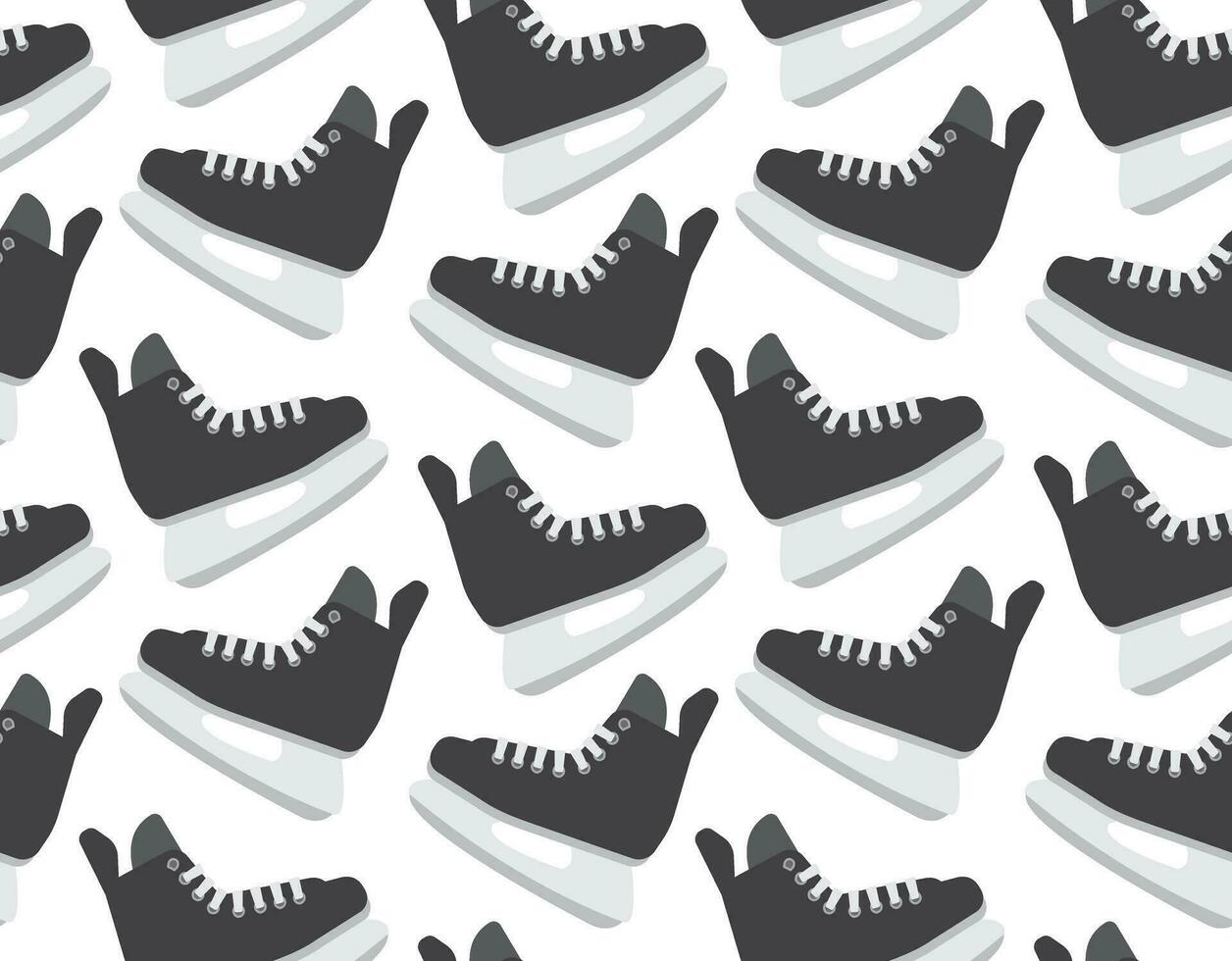 Vector seamless pattern of flat hockey ice skates