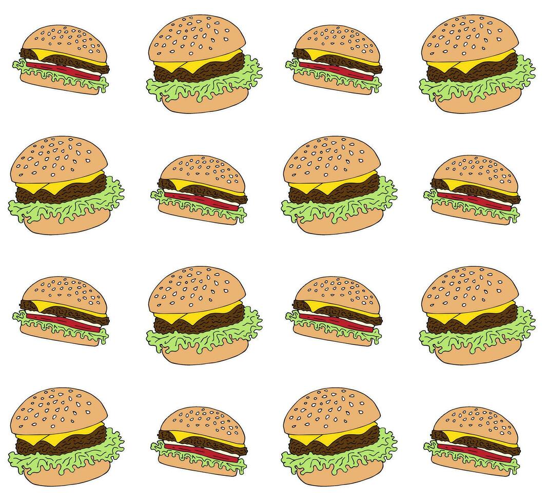 vector sin costura modelo de mano dibujado hamburguesa