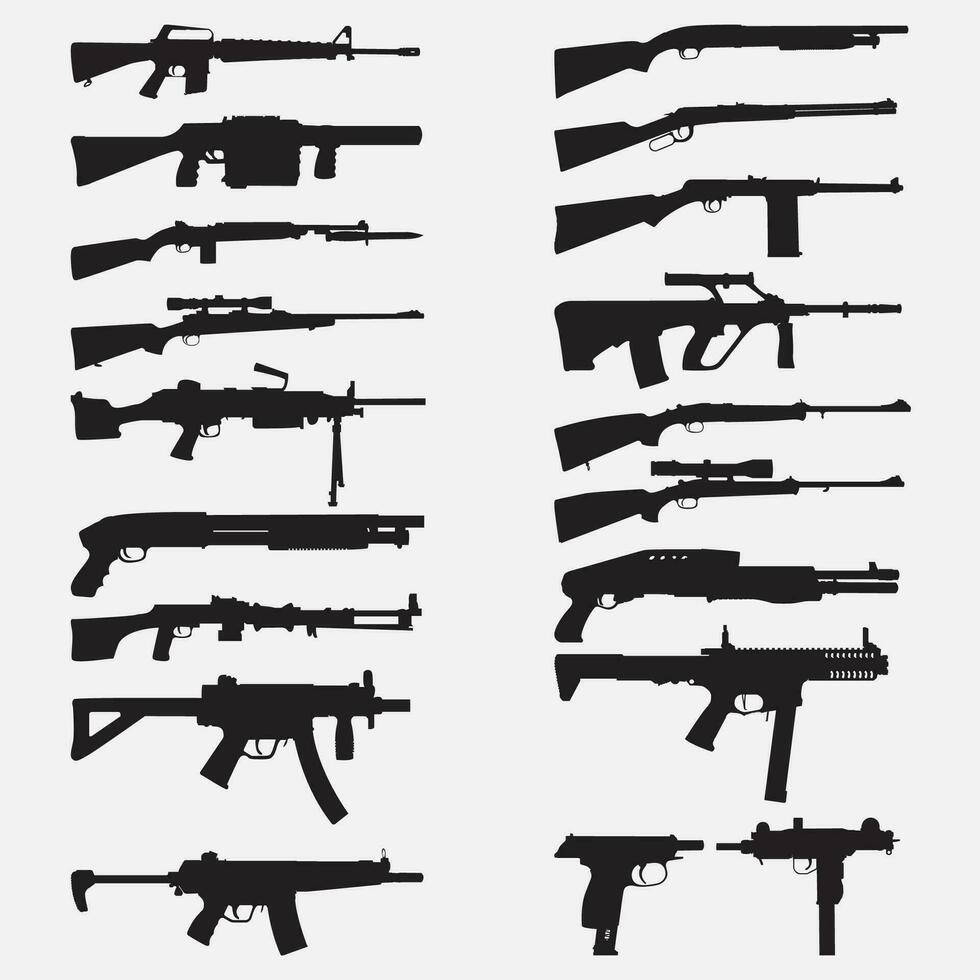 guns silhouette set vector
