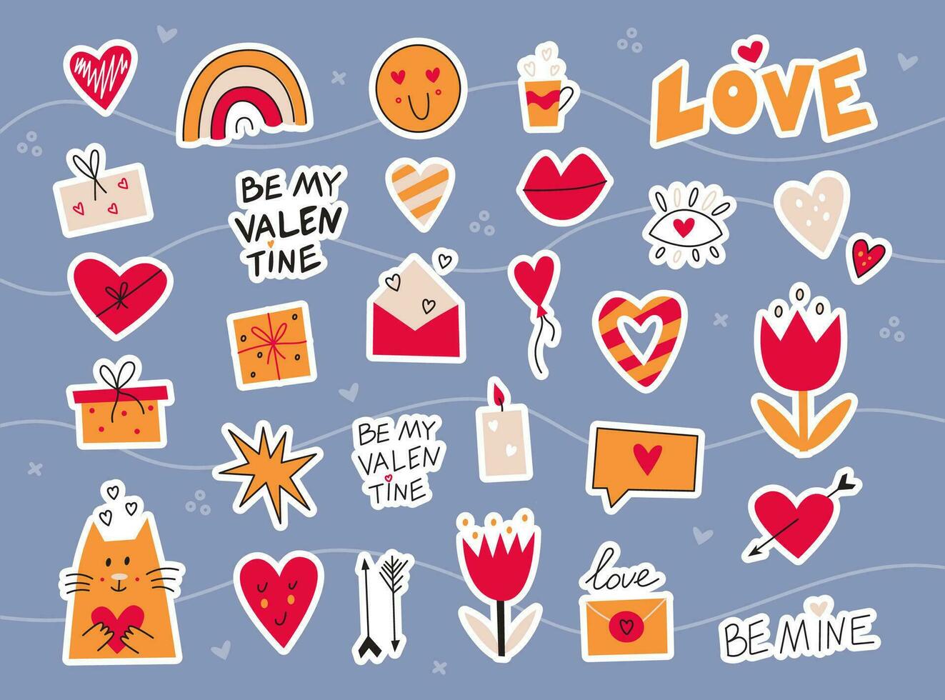 conjunto de pegatinas del día de san valentín vector