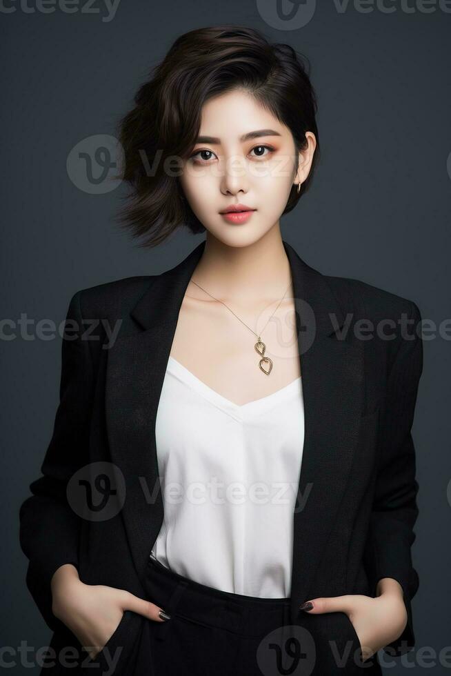 AI generated Portrait of a beautiful asian woman photo