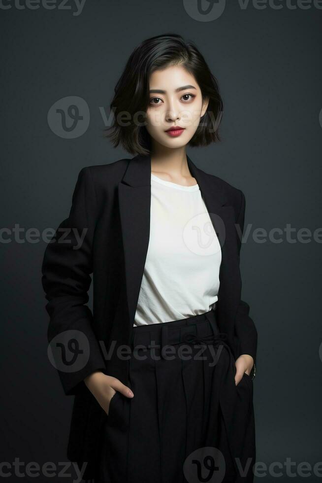 AI generated Portrait of a beautiful asian woman photo