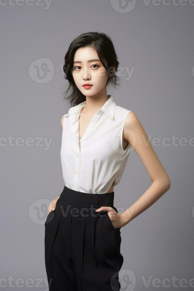 AI generated Portrait of a beautiful asian woman photo