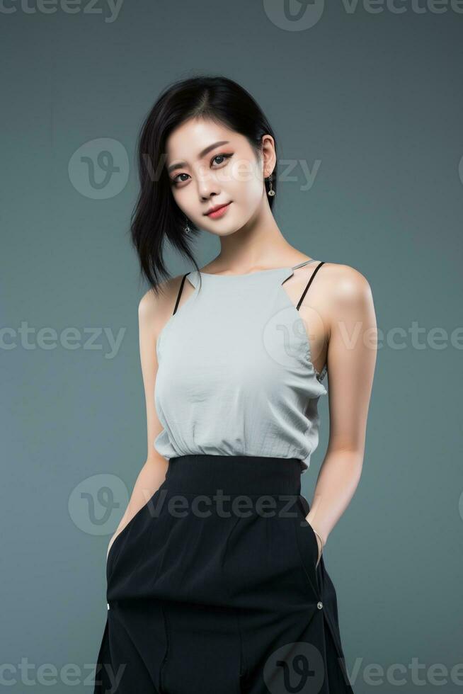 AI generated Portrait of a beautiful asian woman photo