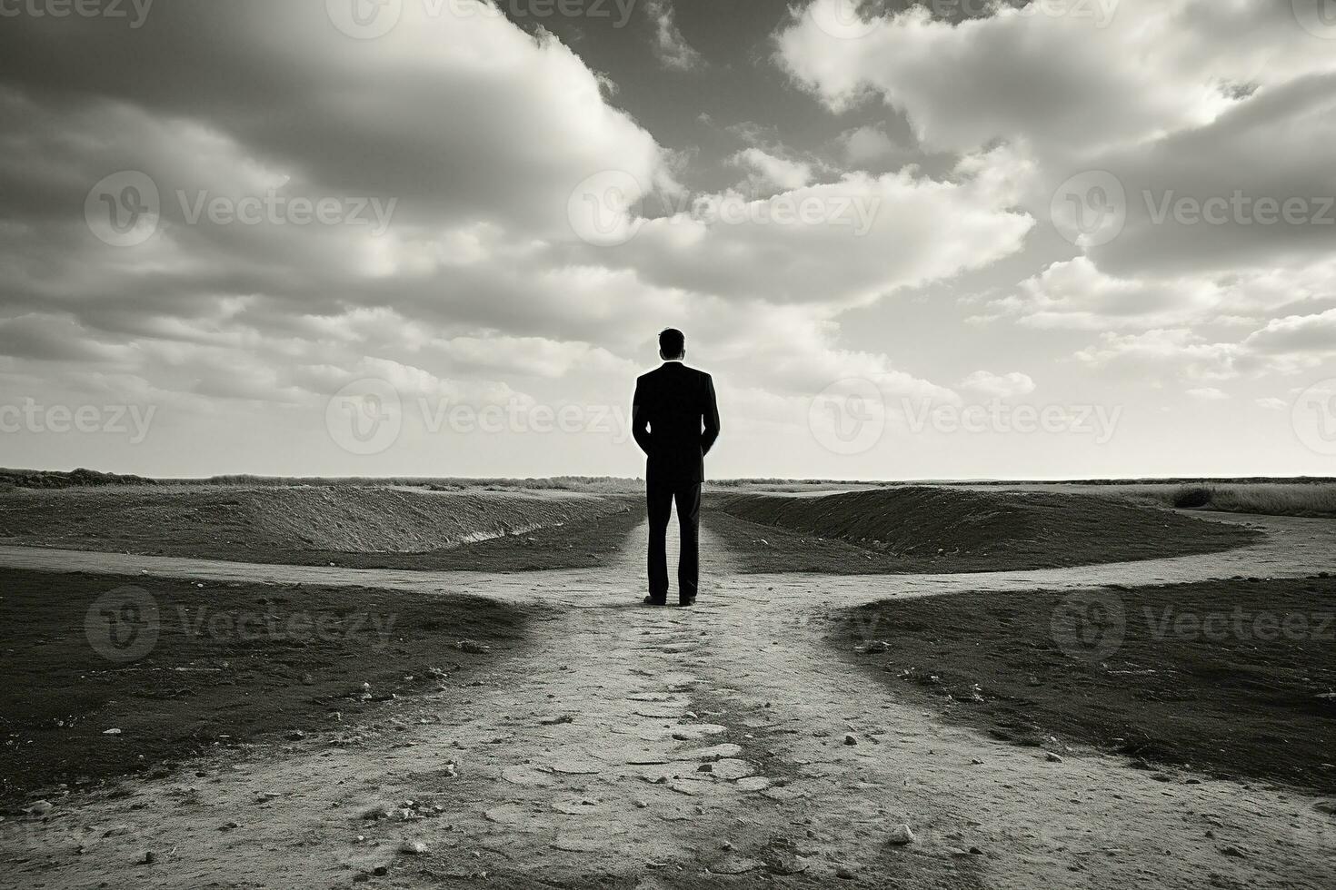 AI generated a man standing in the middle of a labyrinth photo