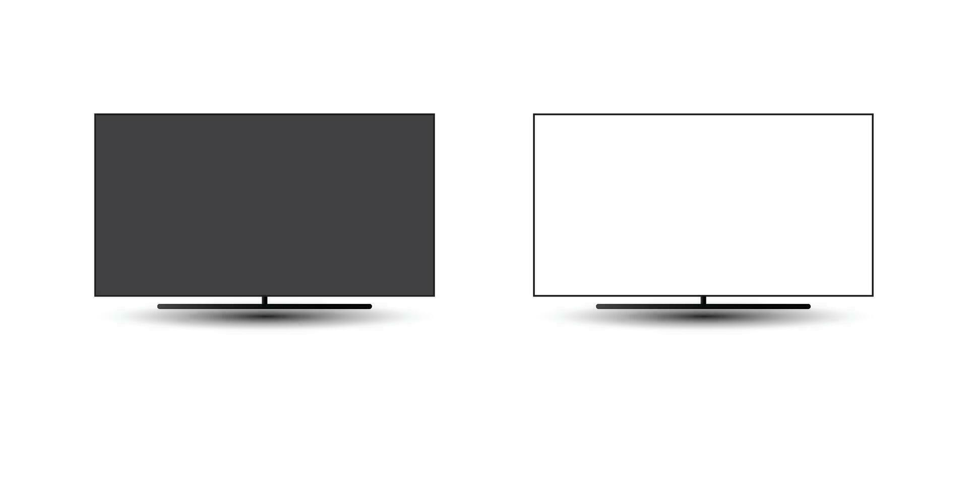 TV 4K flat screen lcd or oled, realistic plasma TV with stand. vector