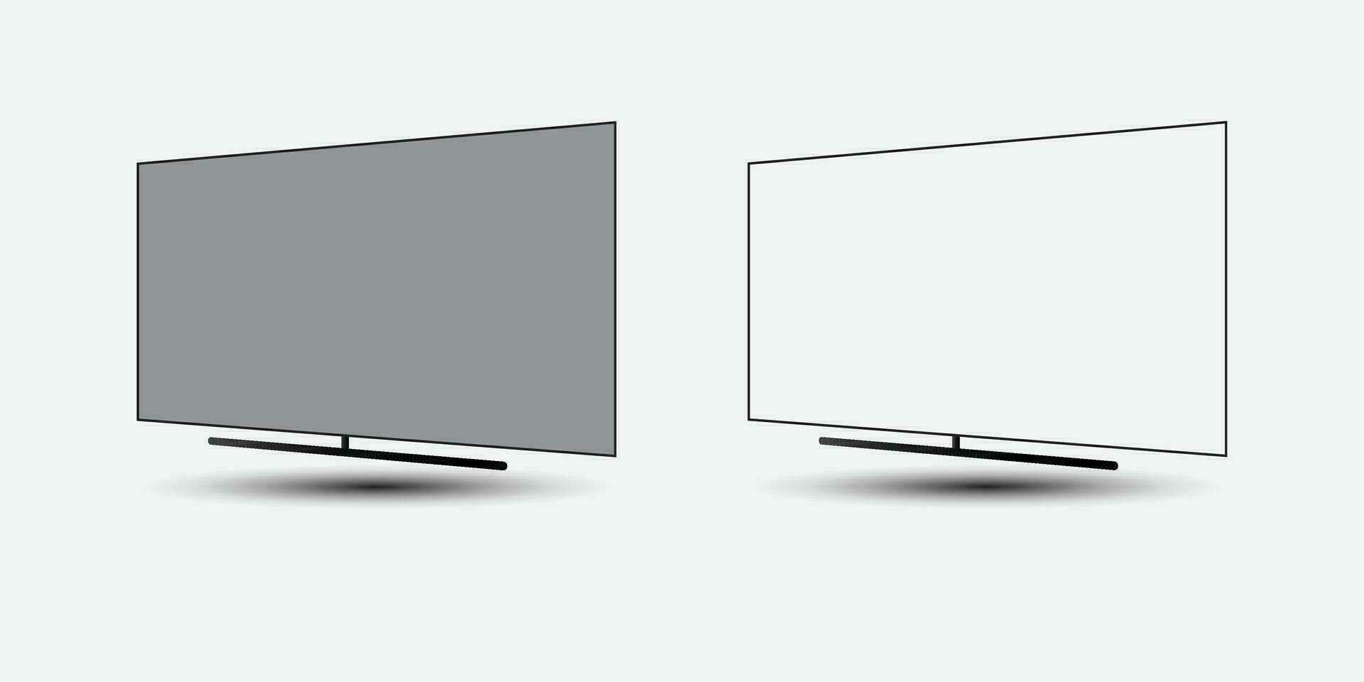 TV 4K flat screen lcd or oled, realistic plasma TV with stand. vector