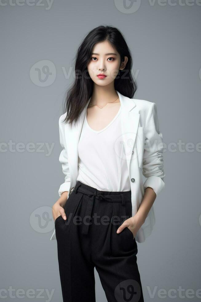 AI generated Portrait of a beautiful asian woman photo