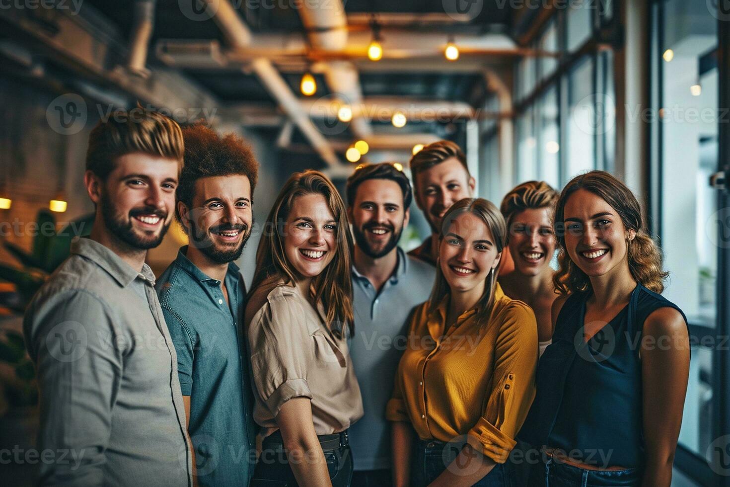 AI generated Group of business people having a meeting at creative office photo