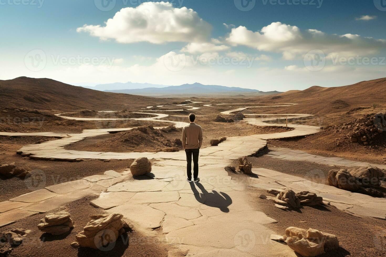 AI generated a man standing in the middle of a labyrinth photo