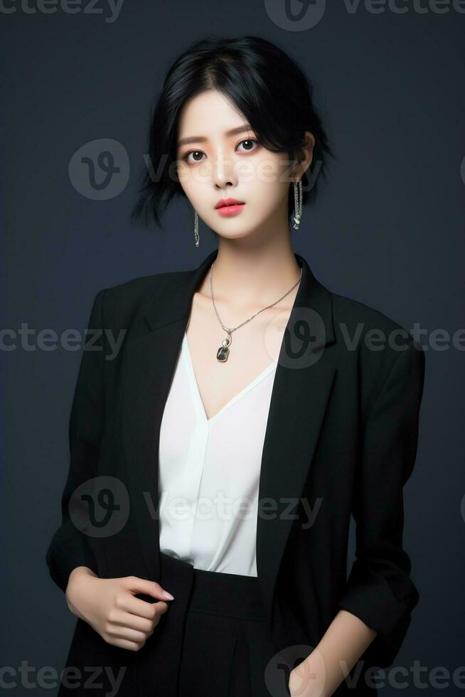 AI generated Portrait of a beautiful asian woman photo
