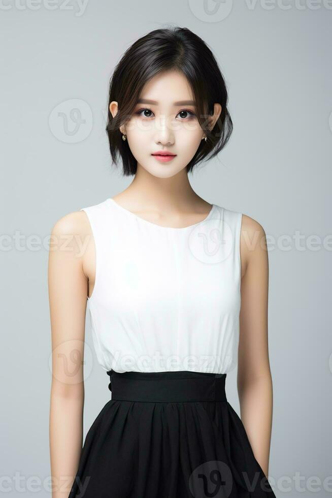 AI generated Portrait of a beautiful asian woman photo