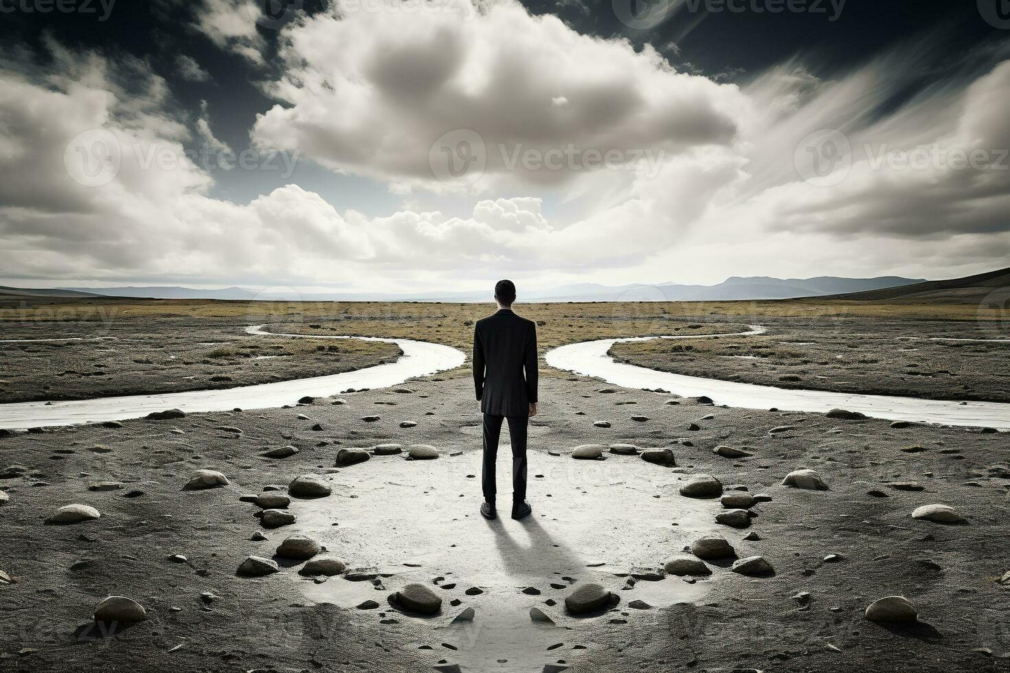 AI generated a man standing in the middle of a labyrinth photo