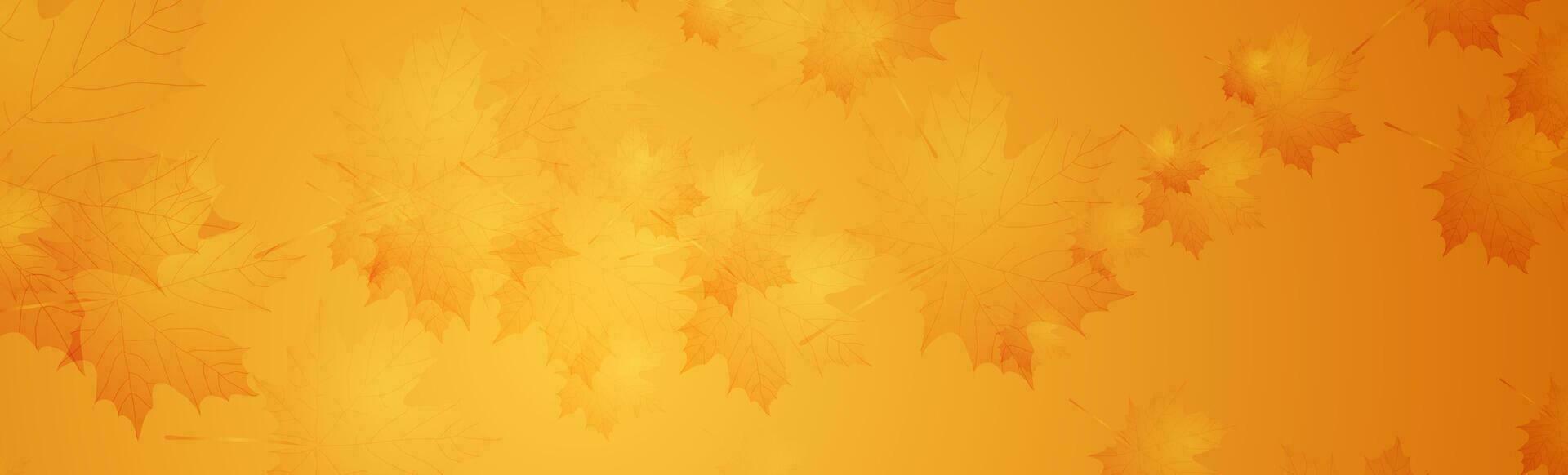 Golden orange minimal autumn background with maple leaves vector