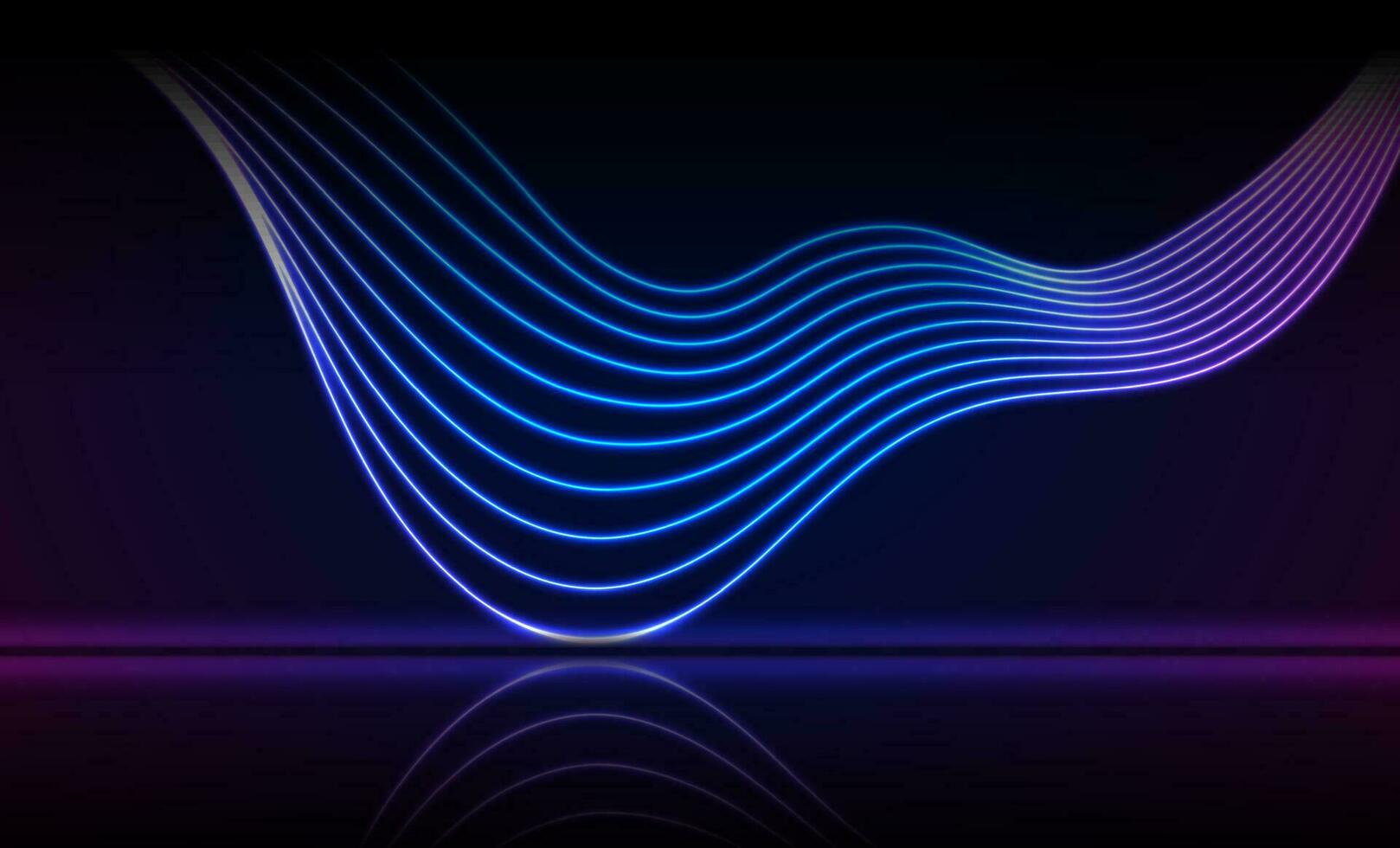 Blue purple neon waves abstract technology background vector