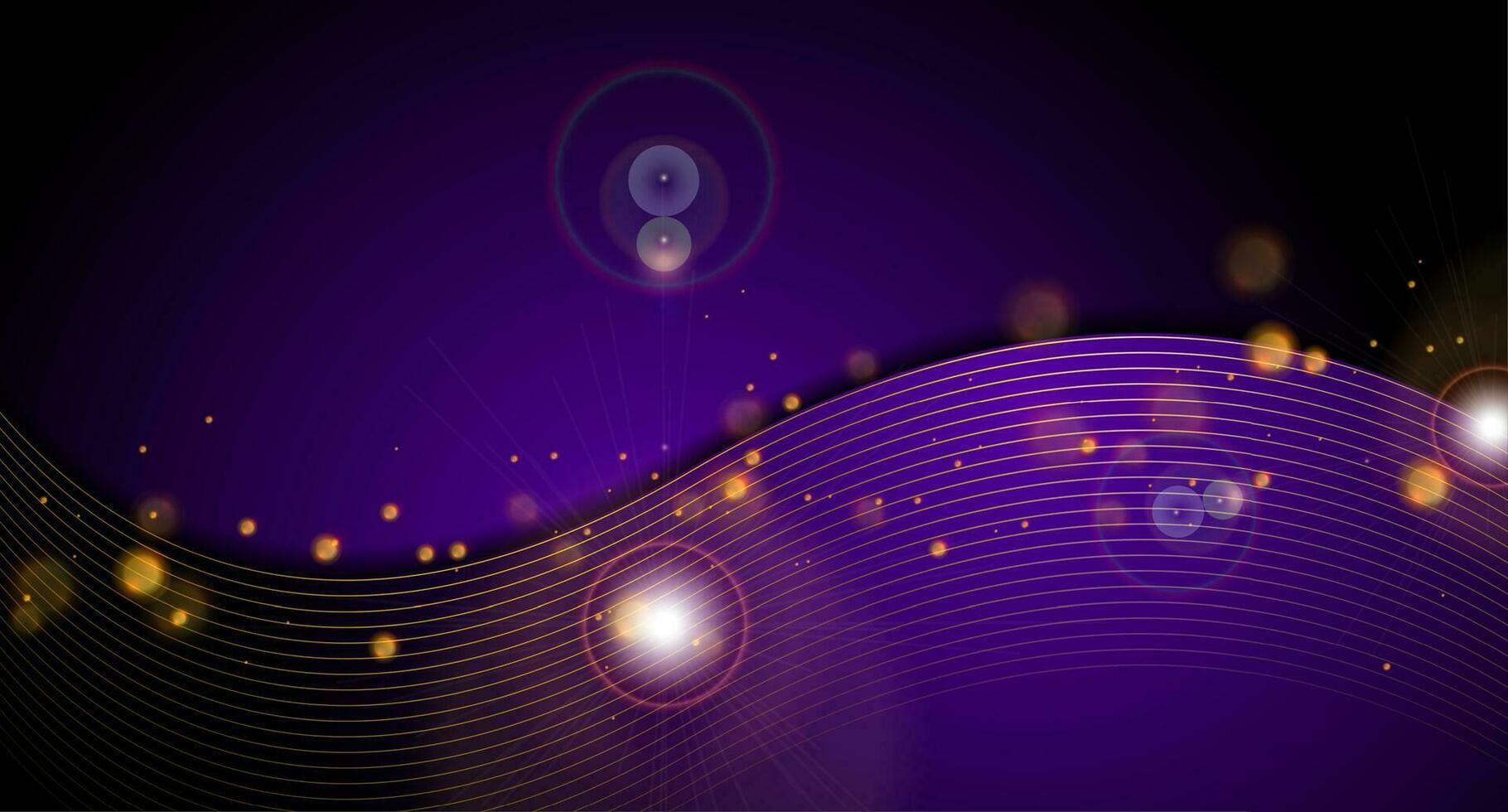 Violet wavy corporate background with golden bokeh light vector