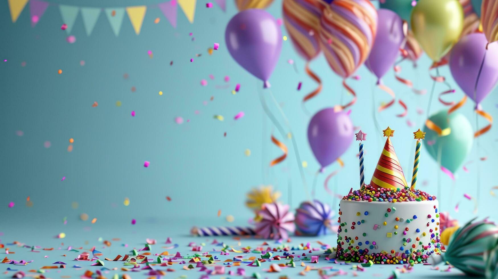 ai generado cumpleaños póster modelo con grande Copiar espacio para texto foto