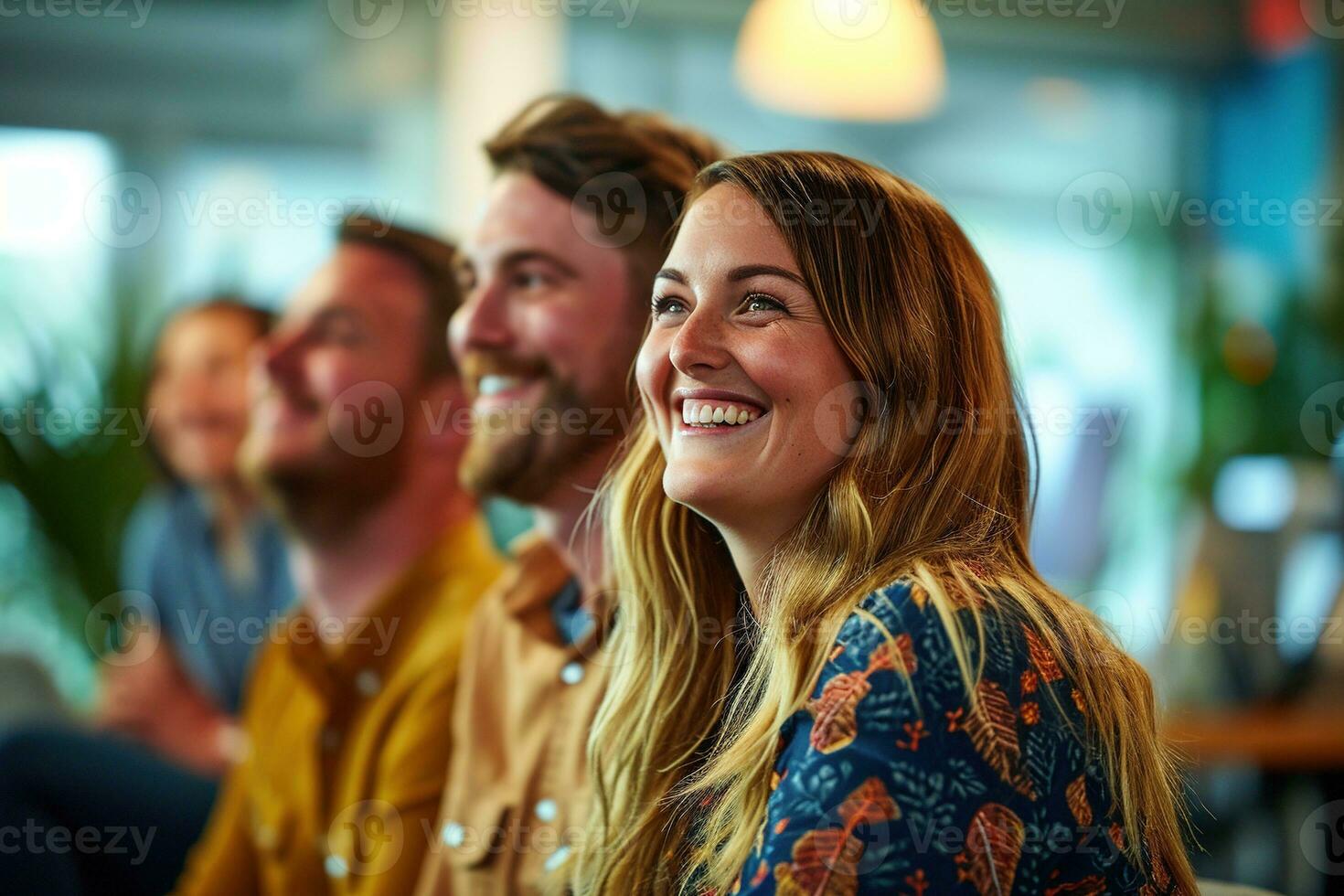 AI generated Group of business people having a meeting at creative office photo