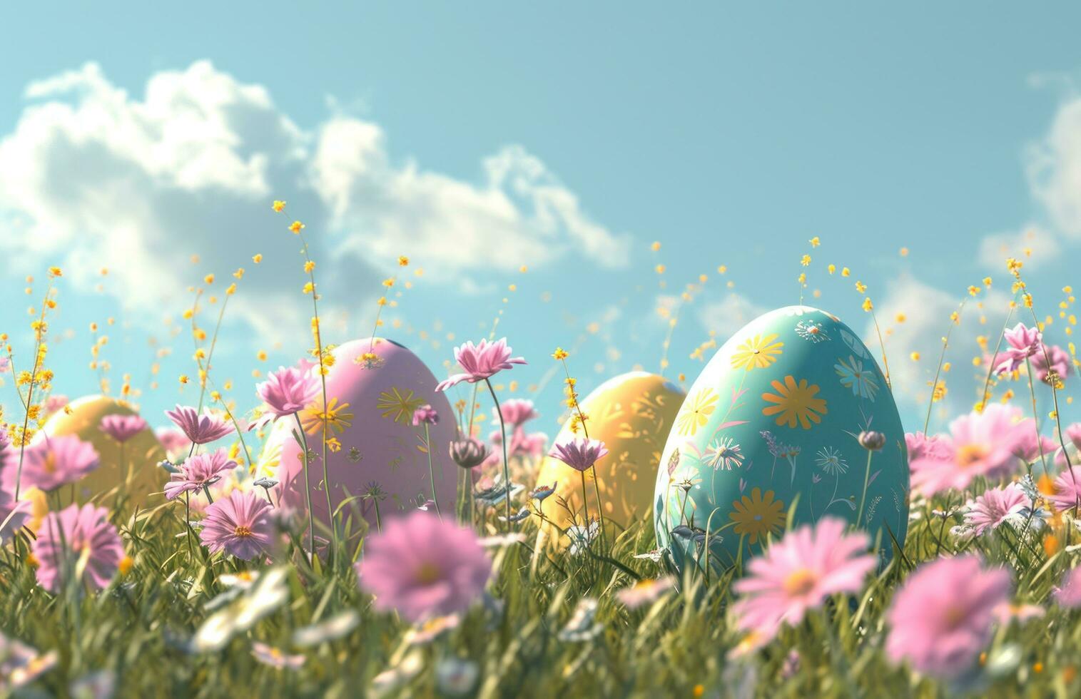 AI generated animated easter eggs background photo