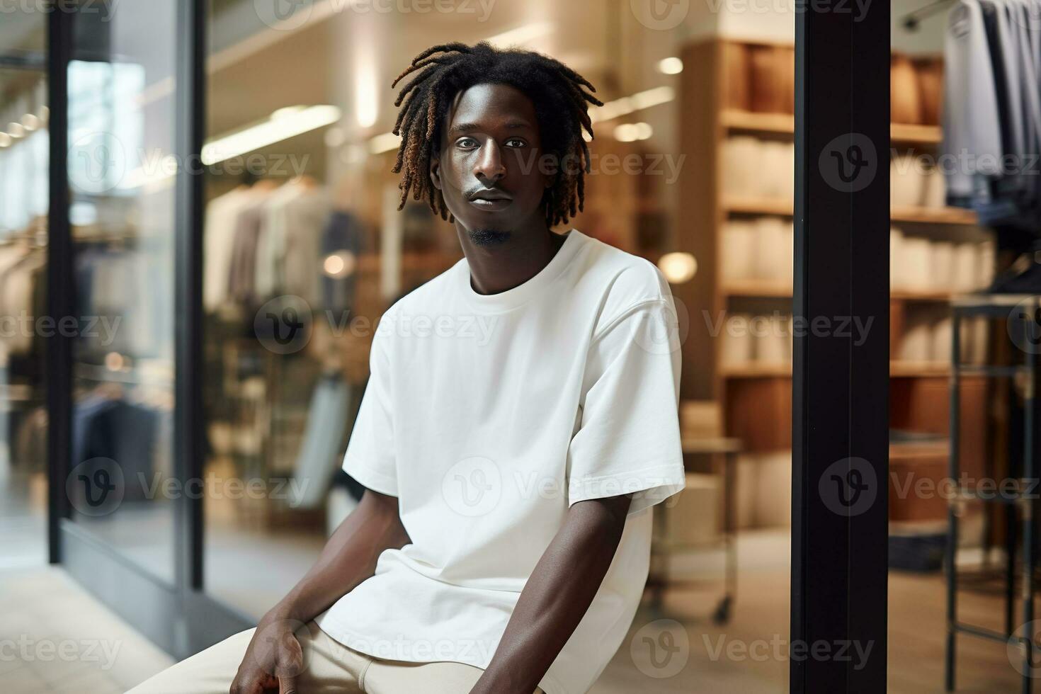 AI generated Portrait of a handsome man in white shirt photo