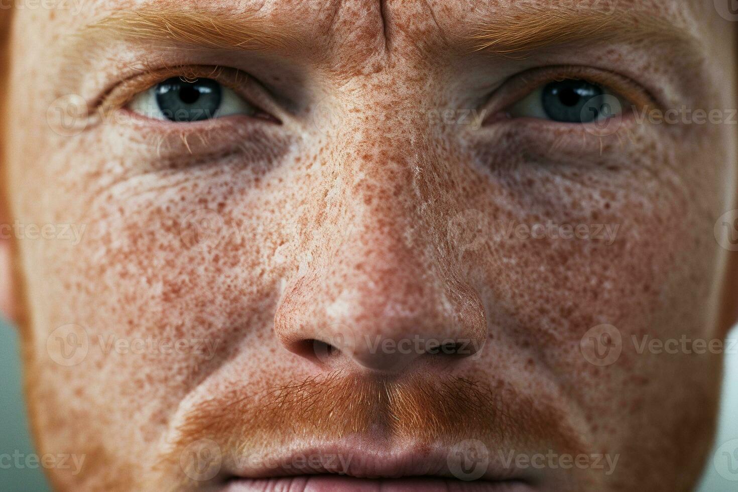 AI generated Close-up of freckled man looking at camera photo