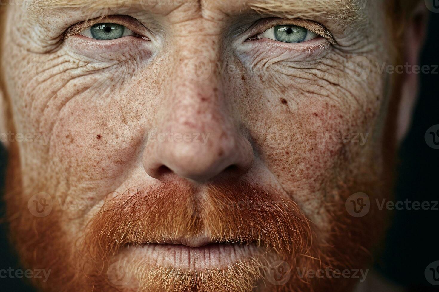 AI generated Close-up of freckled man looking at camera photo
