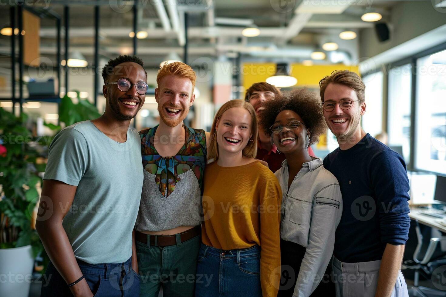 AI generated Group of business people having a meeting at creative office photo