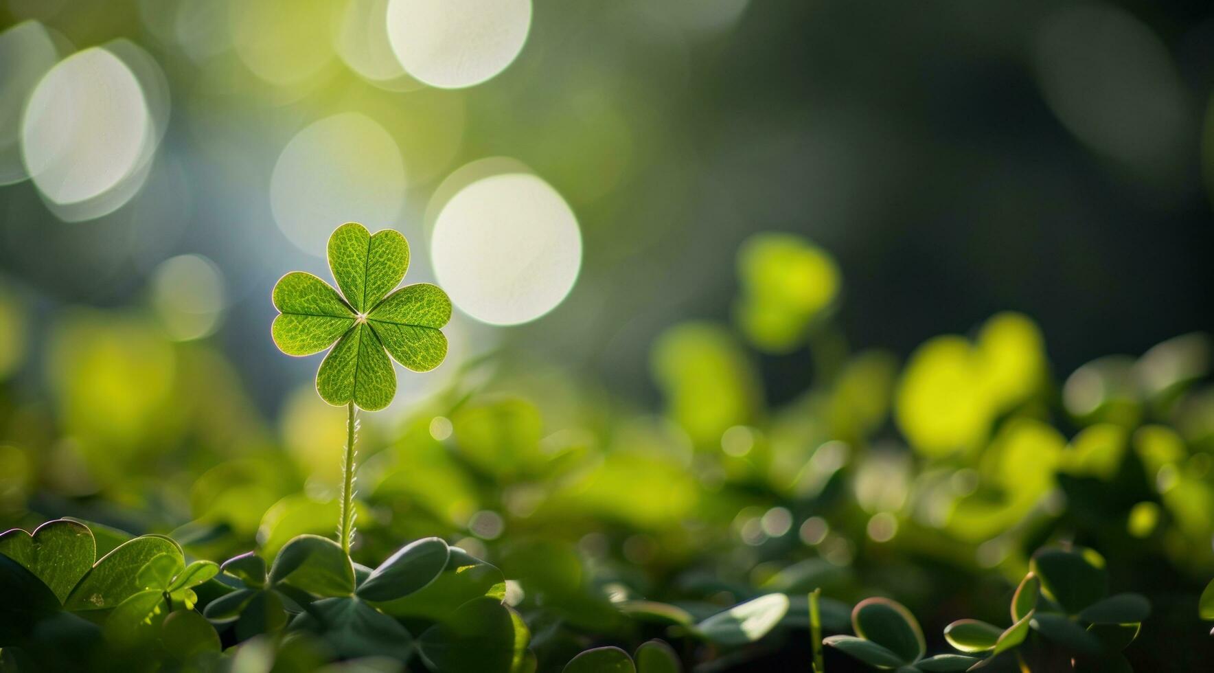 AI generated four leaf clover leaf against a blond background photo