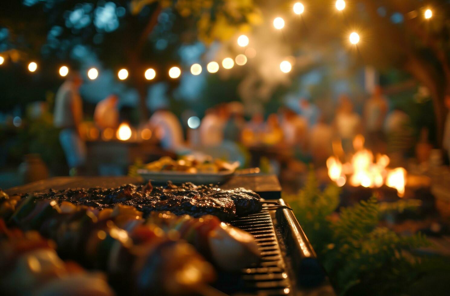 AI generated grilling at an outside party with people around photo