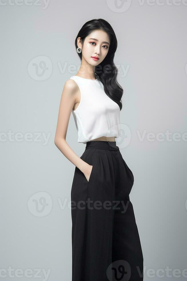 AI generated Portrait of a beautiful asian woman photo
