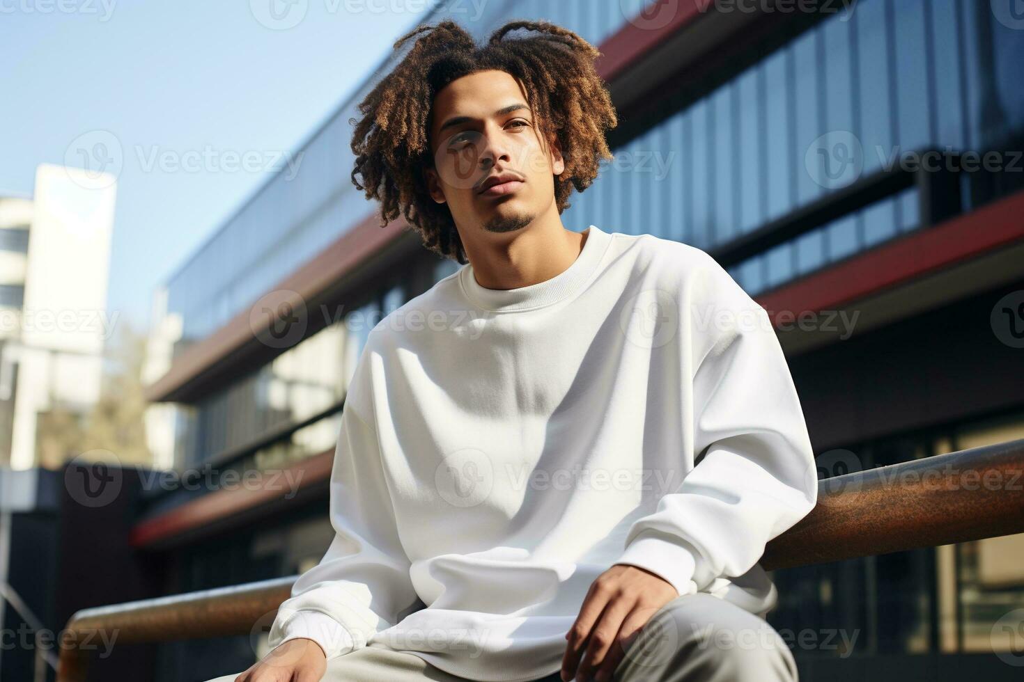 ai generado retrato de un hermoso hombre en blanco camisa foto