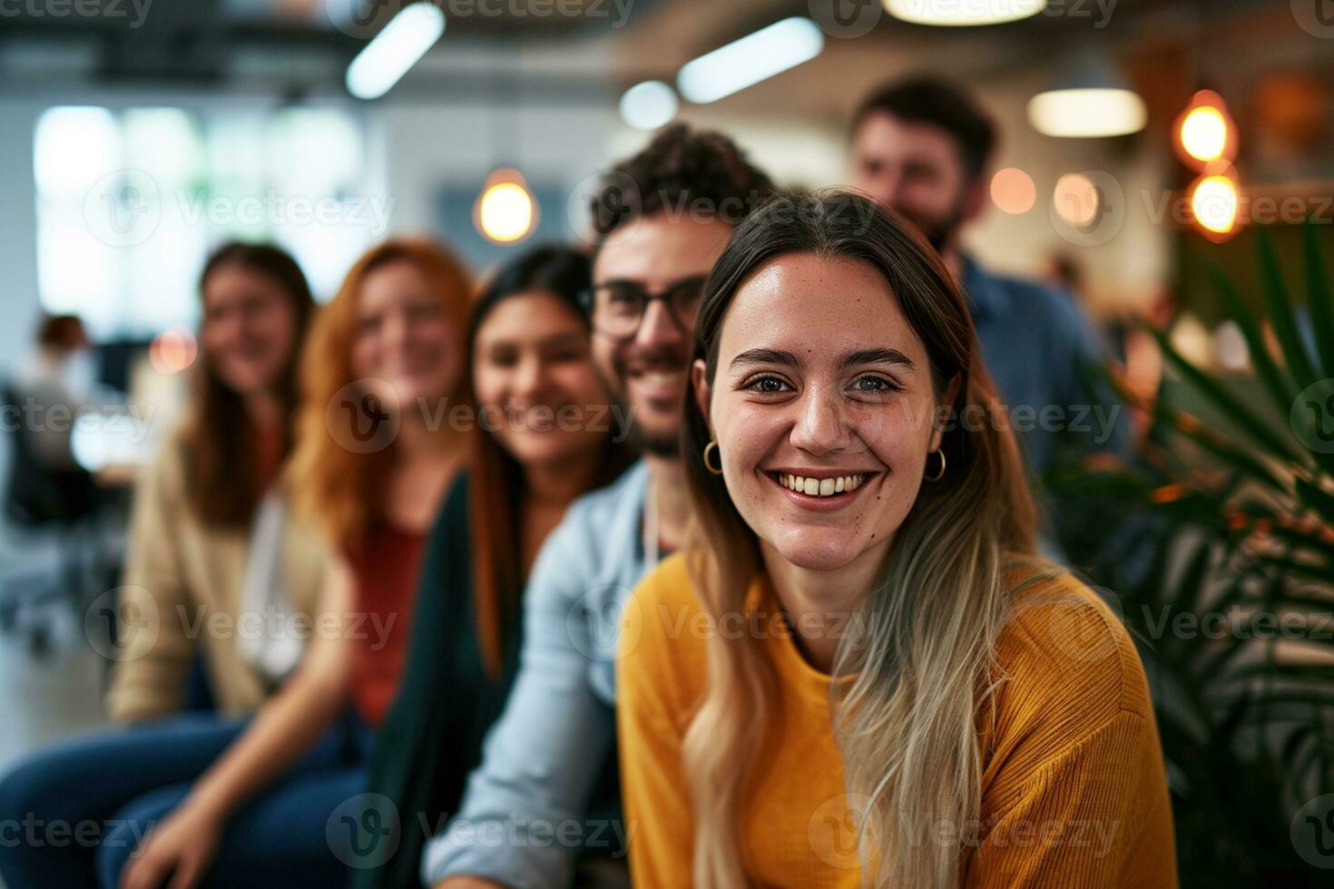 AI generated Group of business people having a meeting at creative office photo