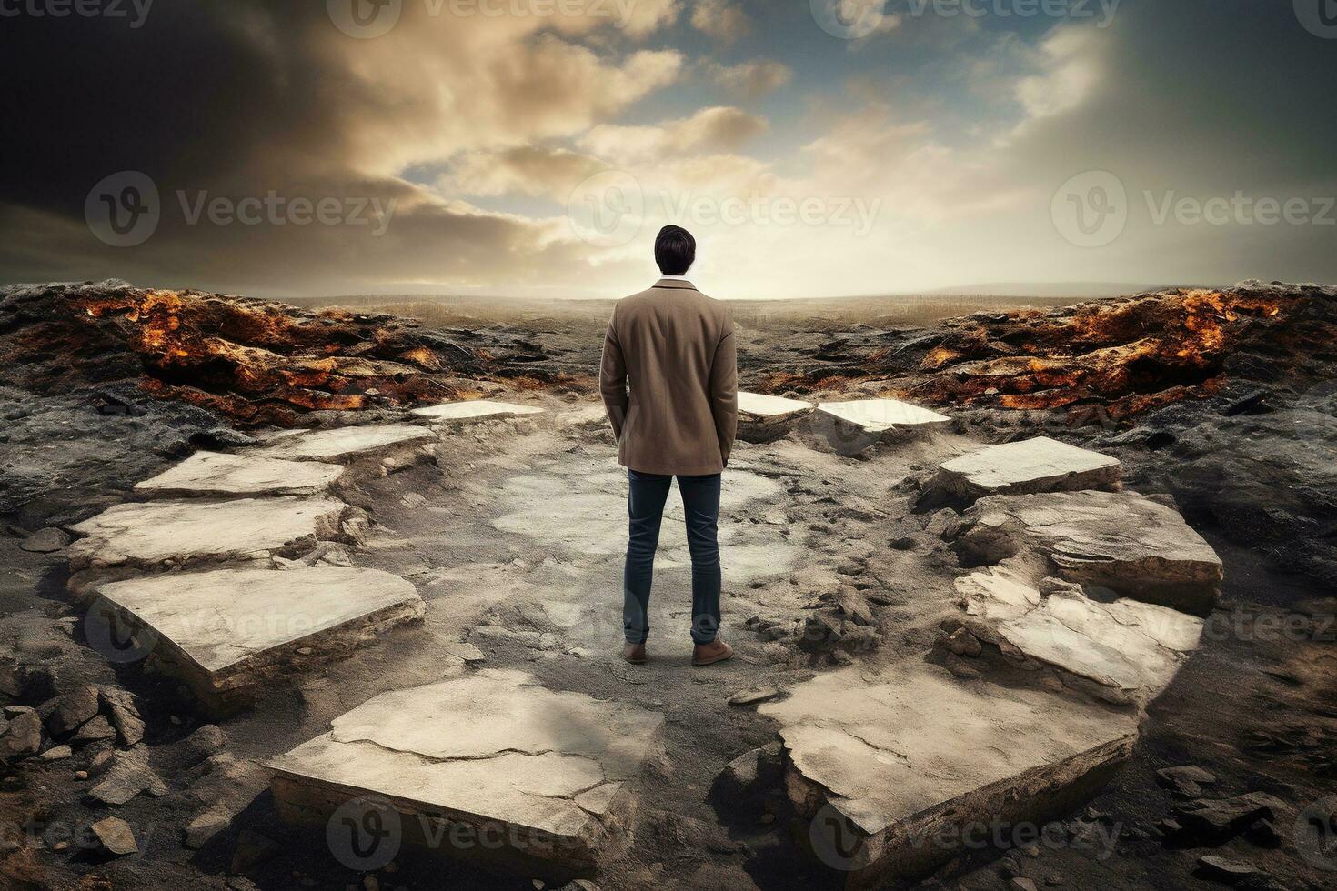AI generated a man standing in the middle of a labyrinth photo