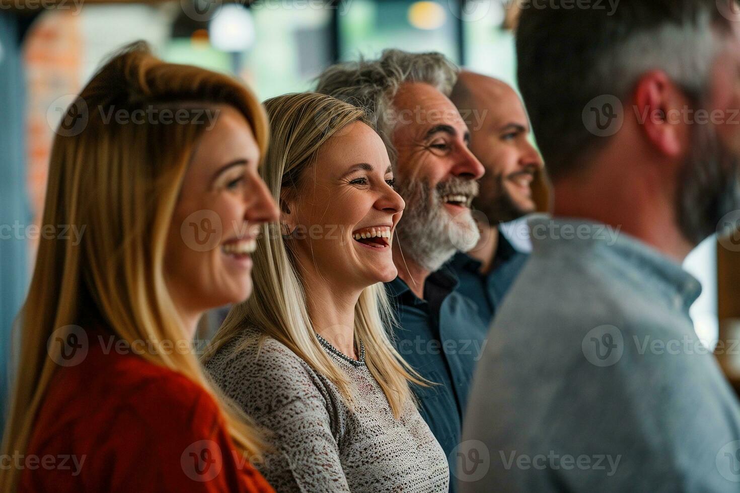 ai generado grupo de negocio personas teniendo un reunión a creativo oficina foto