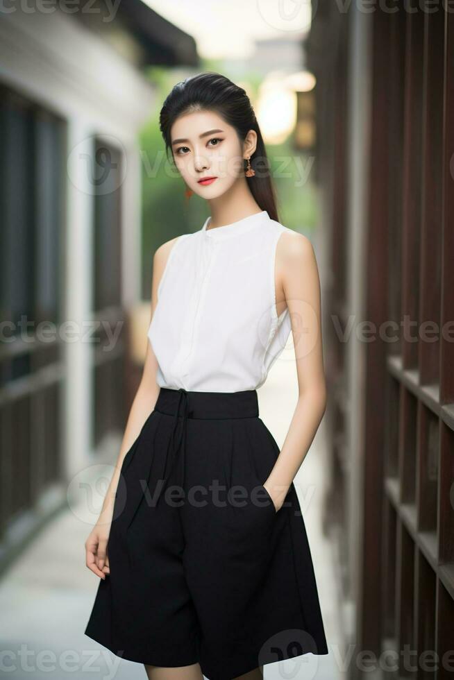 AI generated Portrait of a beautiful asian woman photo