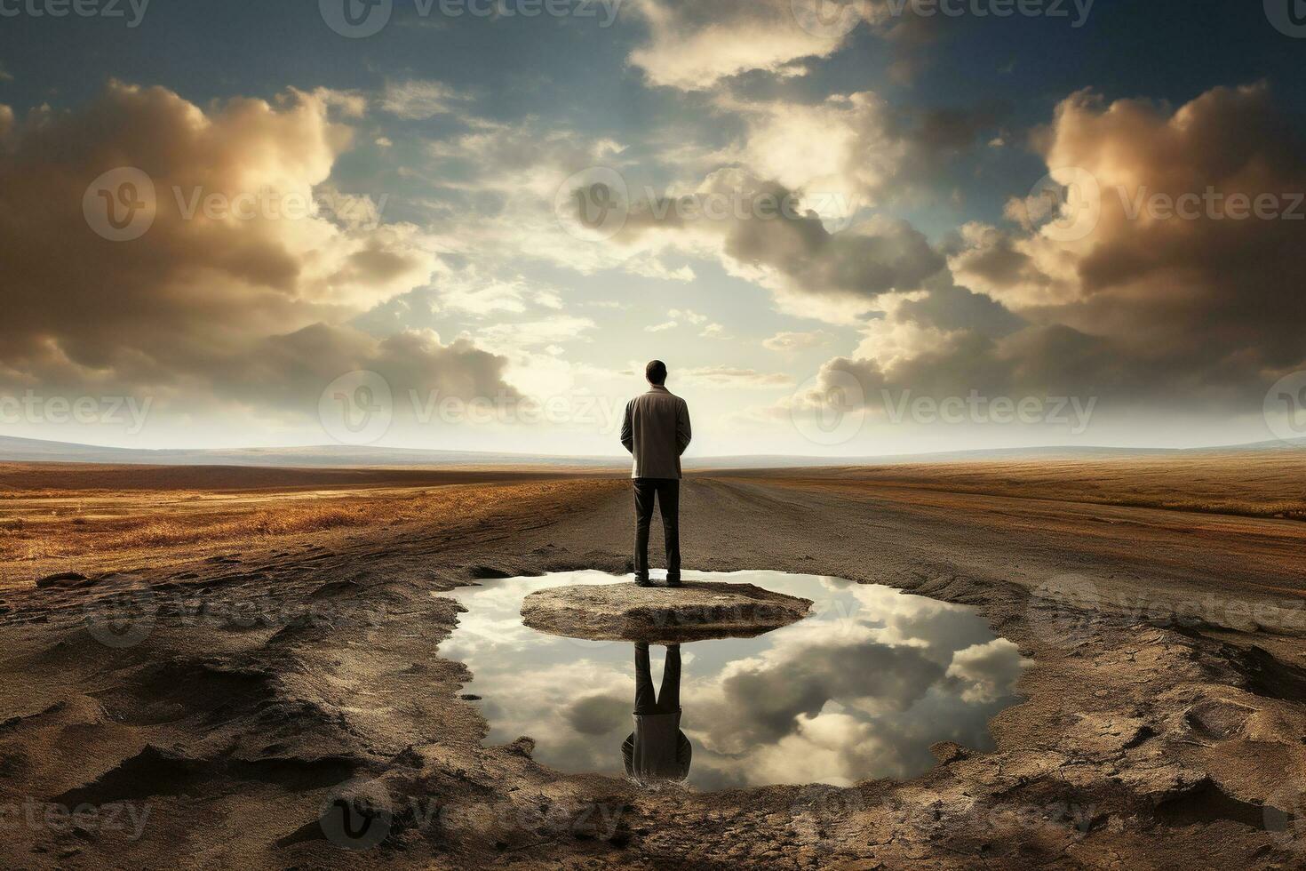 AI generated a man standing in the middle of a labyrinth photo