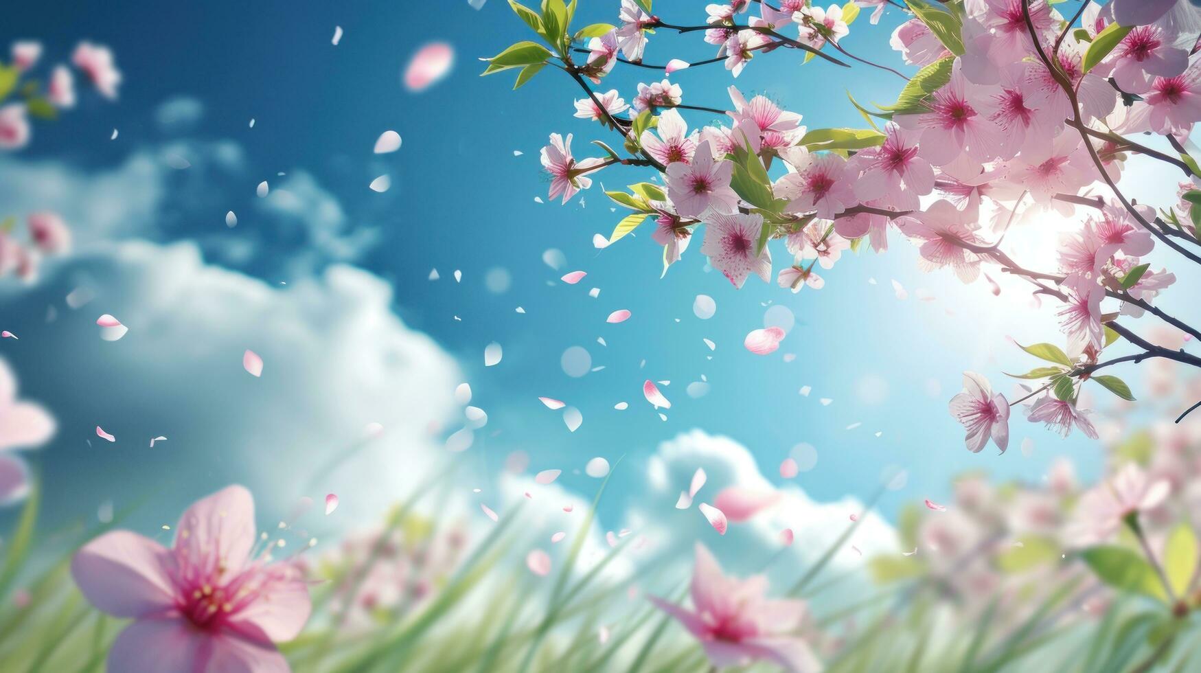 AI generated spring poster template with large copy space for text photo