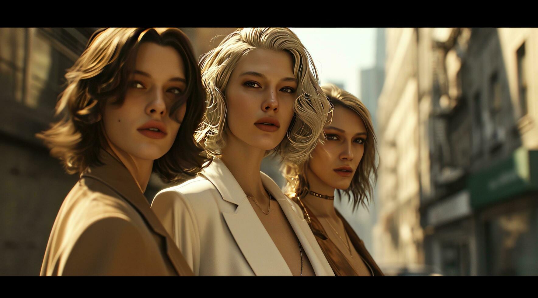 AI generated three business women posing in an urban street photo