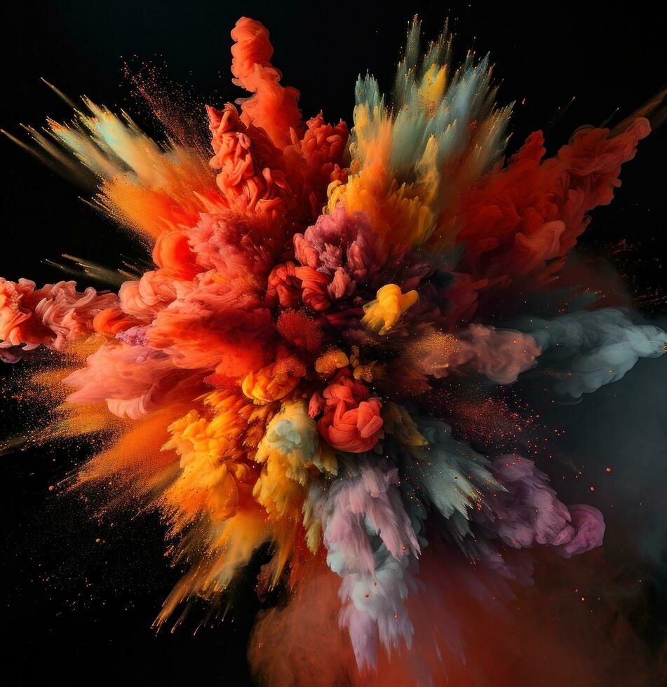 AI generated the color explosion on dark background is colorful photo