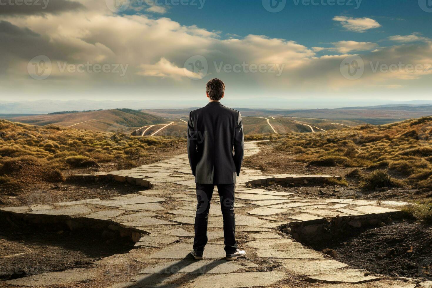 AI generated a man standing in the middle of a labyrinth photo