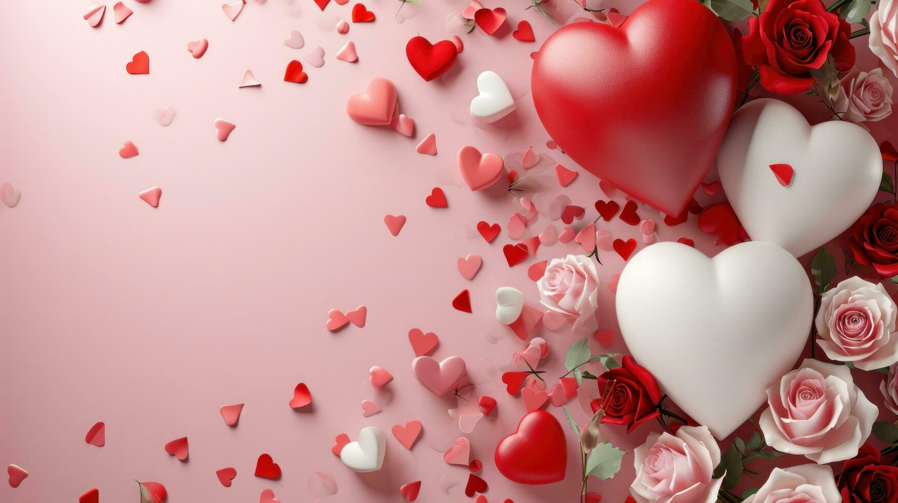 AI generated valentine's day poster template with large copy space for text photo