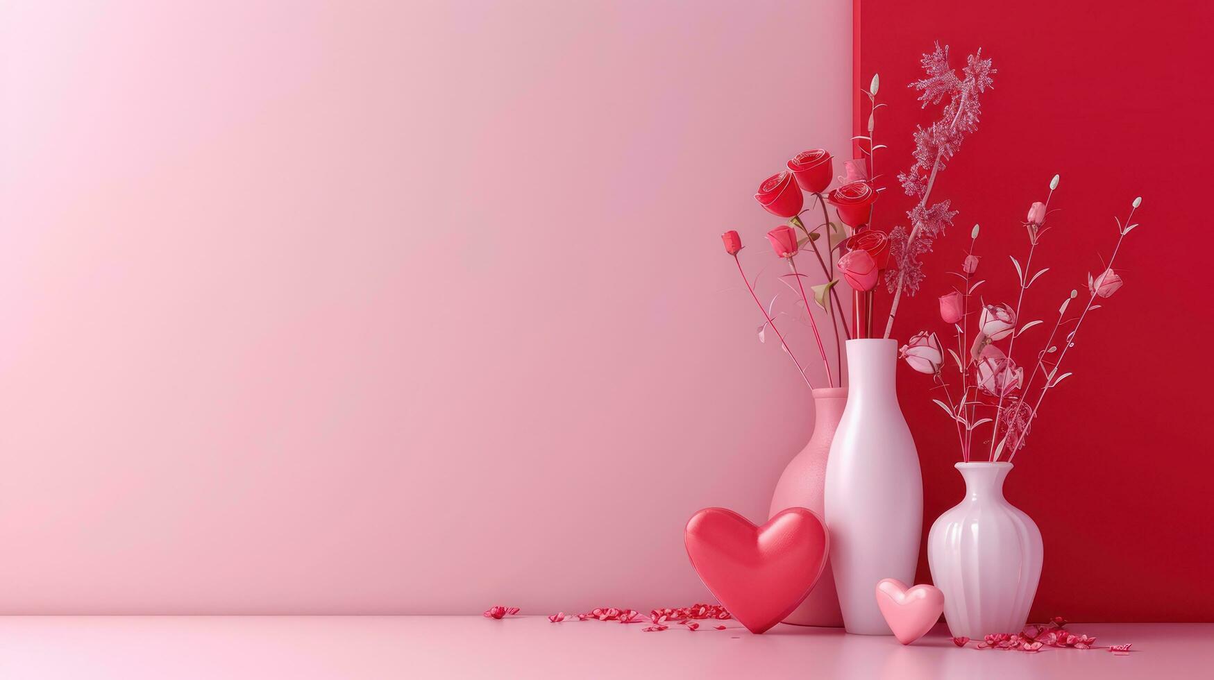 AI generated valentine's day poster template with large copy space for text photo