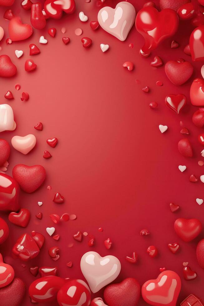 AI generated valentine's day poster template with large copy space for text photo