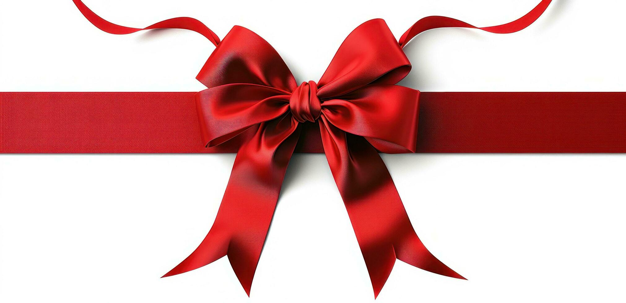 AI generated red ribbon with bow isolated on white background photo