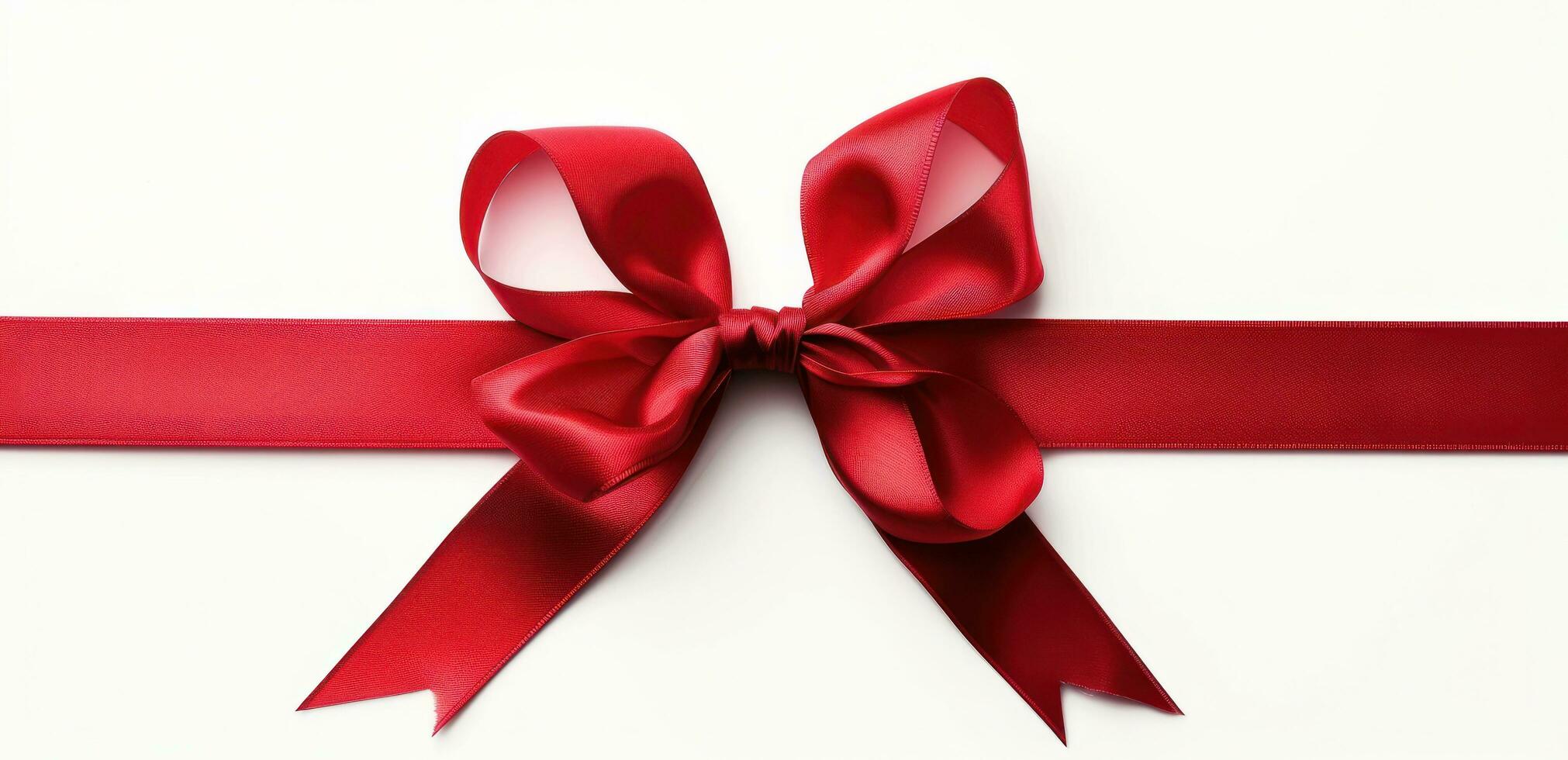 AI generated red ribbon with bow isolated on white background photo