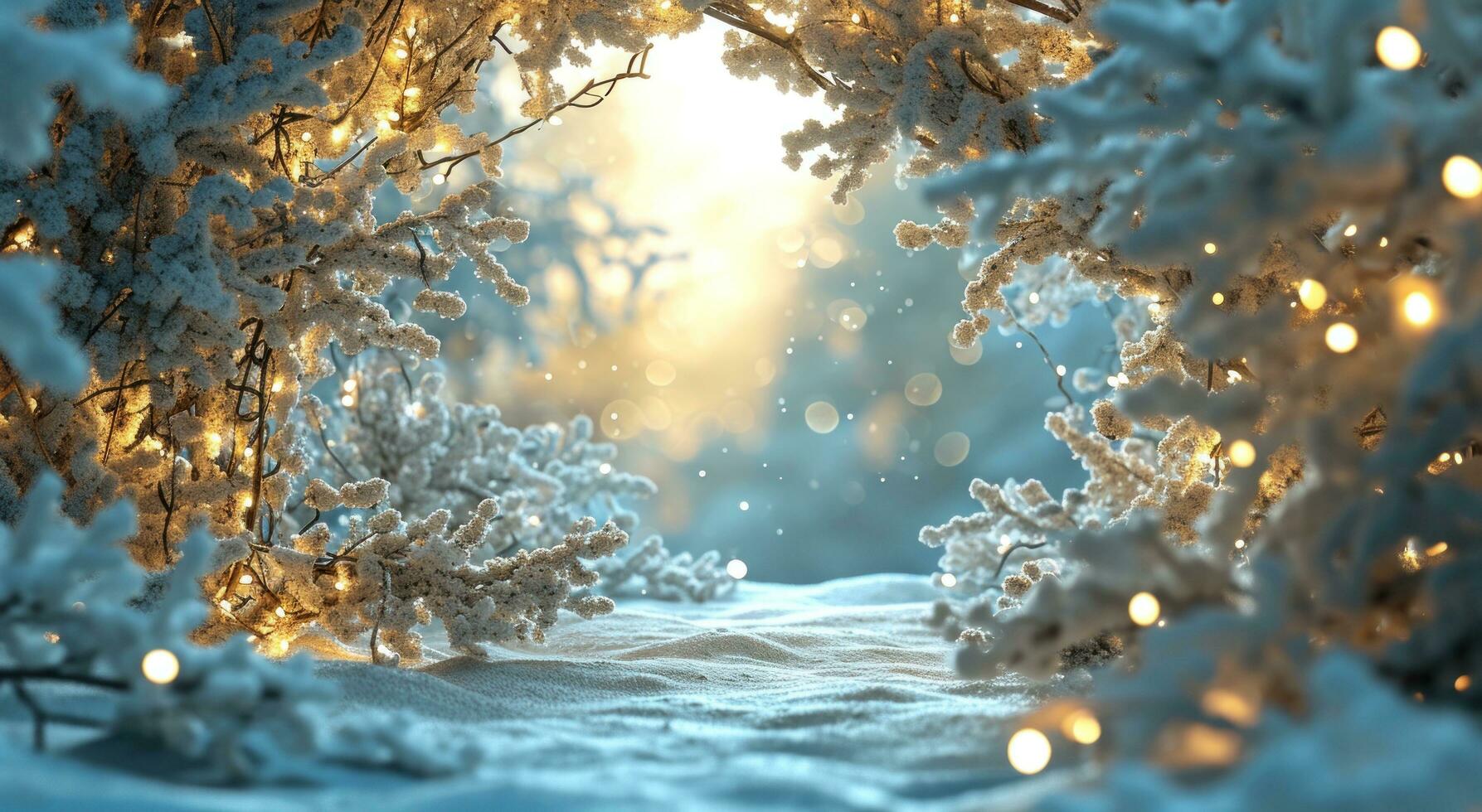 AI generated christmas frame with snow photo